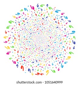Multi Colored Cigarette Smoke fireworks globula. Vector spheric cluster fireworks organized with random cigarette smoke symbols. Multi Colored Vector illustration.
