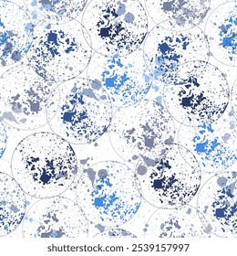 Multi colored circle shapes or spheres seamless pattern of pastel yellow, purple, blue, pink color.  Kids Geometric Spots Design.