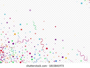 Multi colored Circles Shiny Vector Panoramic Transparent Background. Decoration Streamer Branch. Ribbon Happy Template. Bright Christmas Poster.