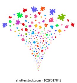 Multi Colored Component explosion fountain. Object fountain combined from random component pictograms as fireworks. Vector illustration style is flat iconic symbols with psychedelic colors.