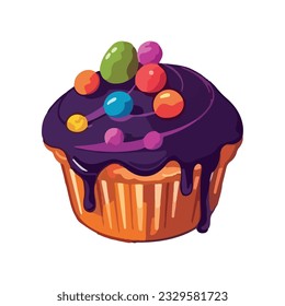 mehrfarbiger Cupcakes mit süßem Schokoladeneissymbol einzeln