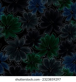 multi colored decorated hand drawn rendered traced ornamental all over base background  Seamless vector image. Addition to a more complex decor.
