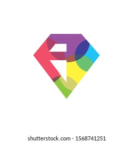 Multi colored diamond icon on white