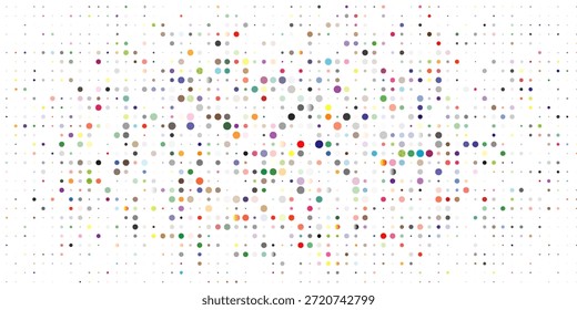 Pontos multicoloridos. Pequena e colorida oferta pontos padrão sem costura linha arte branco fundo. Ilustração vetorial de EPS