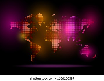 Multi colored dotted World Map. Vector illustration. Bright colorful World Map