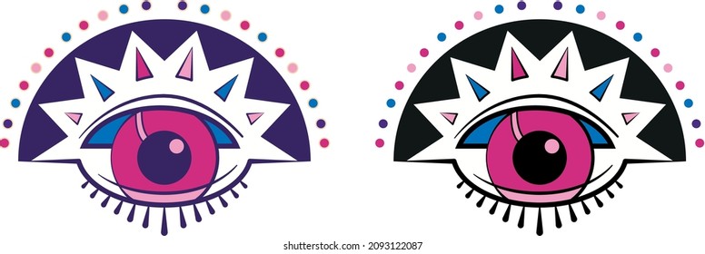 multi colored drawn eyes. two color versions