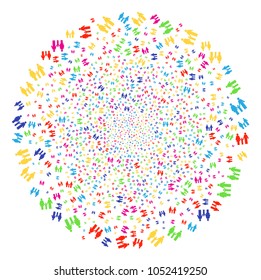 Multi Colored Family Child festive sphere. Vector spheric cluster explosion done with scatter family child symbols. Colorful Vector abstraction.