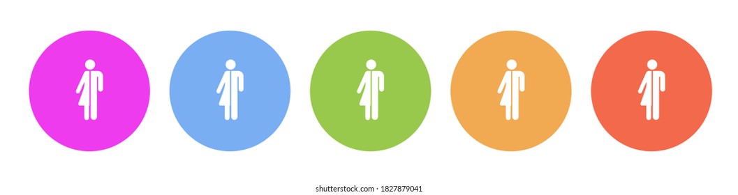 Iconos planos multicolores en fondos redondos. Icono de vector de círculo multicolor para mujeres