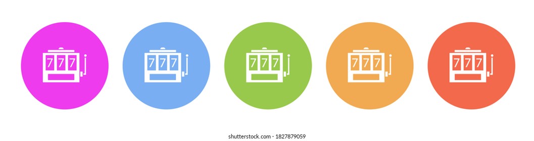 Iconos planos multicolores en fondos redondos. Icono de vector de círculo multicolor de la máquina de juegos