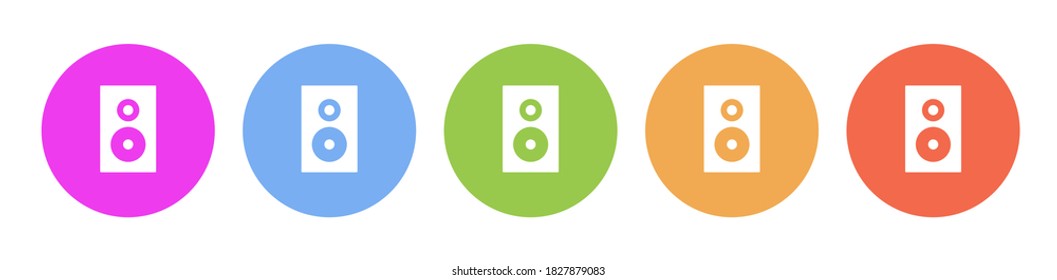 Multi colored flat icons on round backgrounds. Speaker multicolor circle vector icon