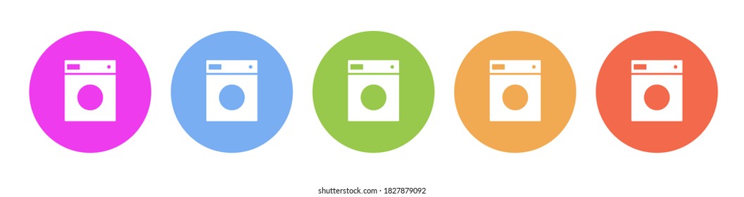 Multi colored flat icons on round backgrounds. Washer multicolor circle vector icon