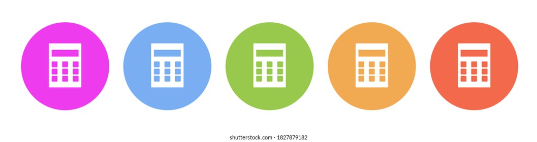 Iconos planos multicolores en fondos redondos. Icono de vector de círculo multicolor de cálculo