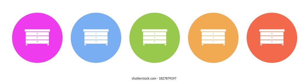 Iconos planos multicolores en fondos redondos. Icono de vector de círculo multicolor del portapapeles