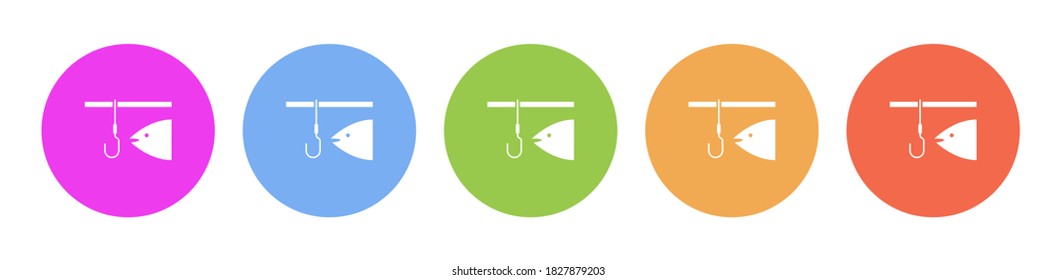 Multi colored flat icons on round backgrounds. Fishing multicolor circle vector icon