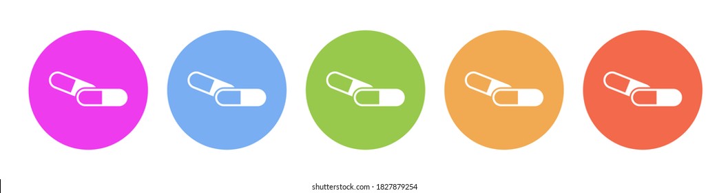 Multi colored flat icons on round backgrounds. Medical pill multicolor circle vector icon