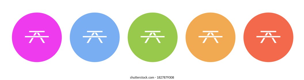 Iconos planos multicolores en fondos redondos. Icono de vector de círculo multicolor