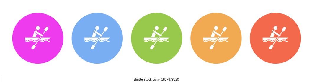 Multi colored flat icons on round backgrounds. Canoe, tray multicolor circle vector icon