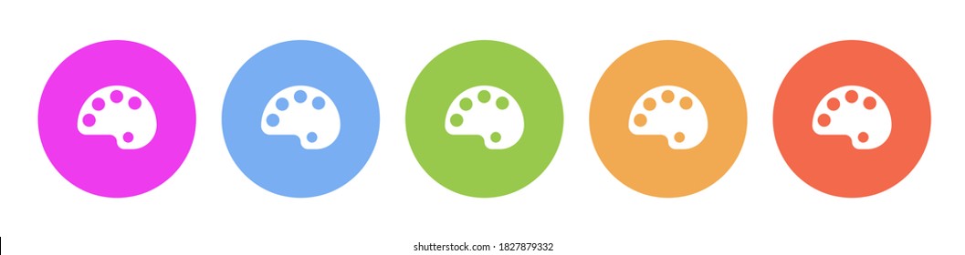 Multi colored flat icons on round backgrounds. Color palette multicolor circle vector icon