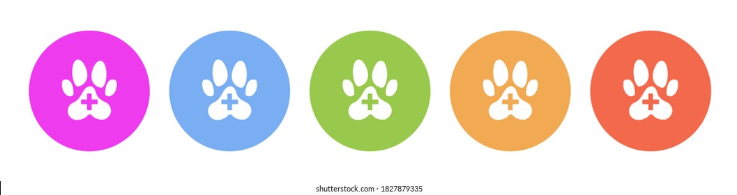 Multi colored flat icons on round backgrounds. Veterinarian multicolor circle vector icon