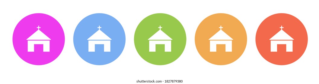 Multi colored flat icons on round backgrounds. Church multicolor circle vector icon