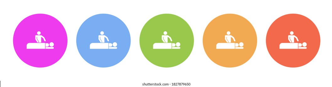 Mehrfarbige Flachsymbole auf runden Hintergründen. mehrfarbiges Vektorsymbol der Massage