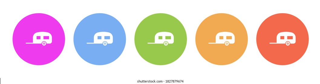 Multi colored flat icons on round backgrounds. Caravan multicolor circle vector icon