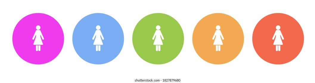 Multi colored flat icons on round backgrounds. Woman multicolor circle vector icon