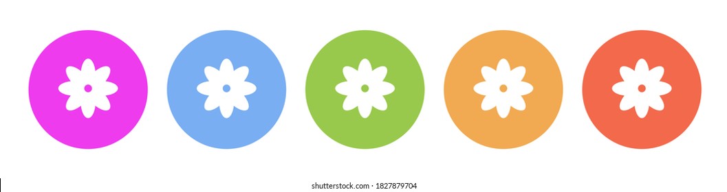 Iconos planos multicolores en fondos redondos. Icono de vector de círculo multicolor