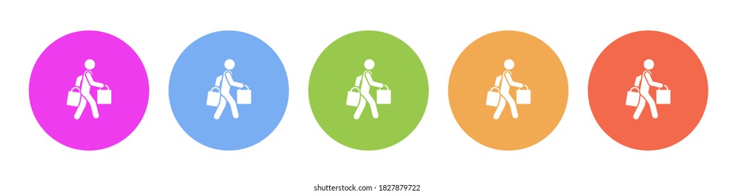 Iconos planos multicolores en fondos redondos. Icono de vector de círculo multicolor