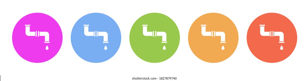Multi colored flat icons on round backgrounds. Pipes, water multicolor circle vector icon