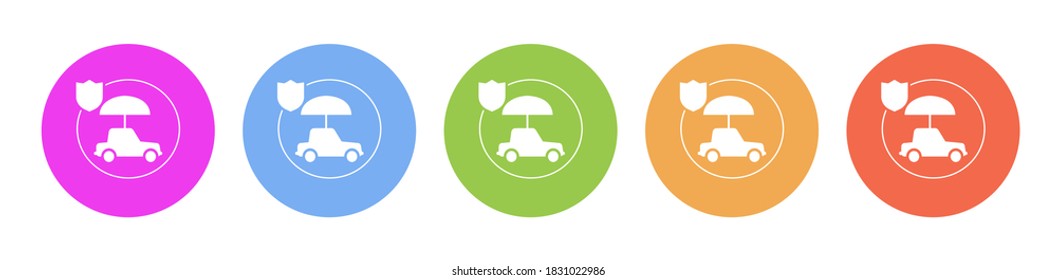 Multi colored flat icons on round backgrounds. car, insurance multicolor circle vector icon
