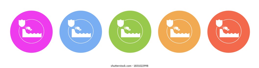 Multi colored flat icons on round backgrounds. car, insurance, fall, down multicolor circle vector icon