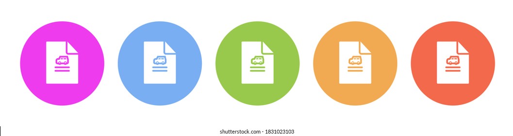 Multi colored flat icons on round backgrounds. Auto, car, insurance, policy multicolor circle vector icon