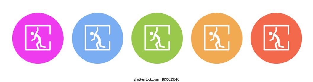 Multi colored flat icons on round backgrounds. claustrophobia, man multicolor circle vector icon