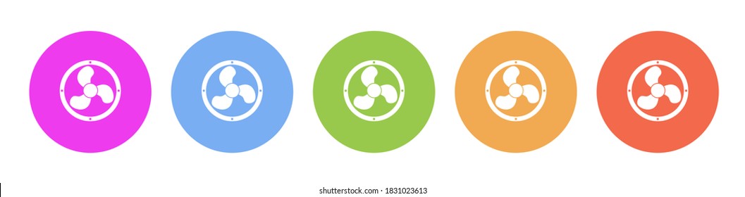 Multi colored flat icons on round backgrounds. cooler, ventilation multicolor circle vector icon