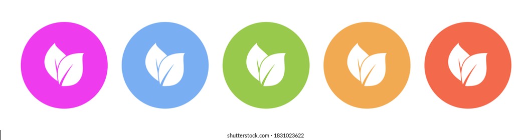 Multi colored flat icons on round backgrounds. leaf, folio multicolor circle vector icon