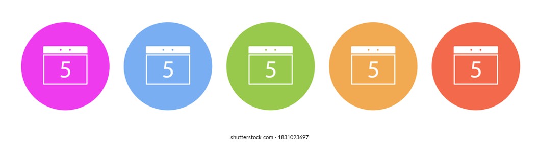 Multi colored flat icons on round backgrounds. calendar, date multicolor circle vector icon