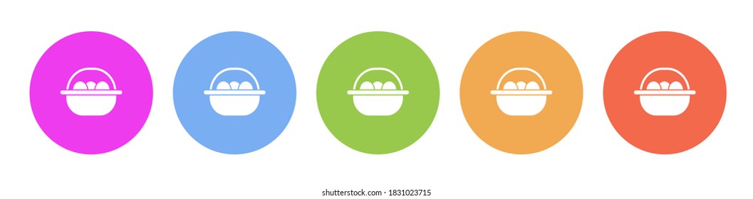 Multi colored flat icons on round backgrounds. basket, easter, isolated, design, egg multicolor circle vector icon