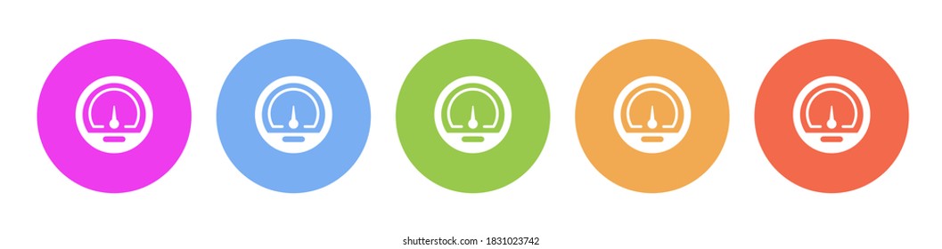 Multi colored flat icons on round backgrounds. dashboard, limit, counter multicolor circle vector icon