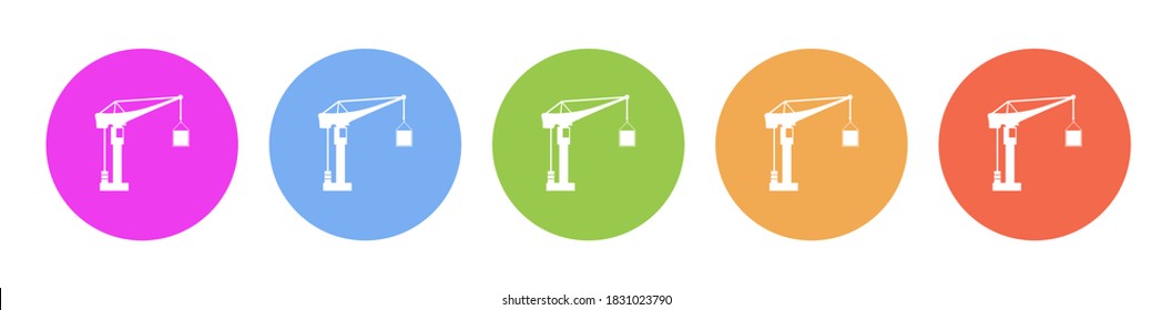 Multi colored flat icons on round backgrounds. construction, crane, lift multicolor circle vector icon