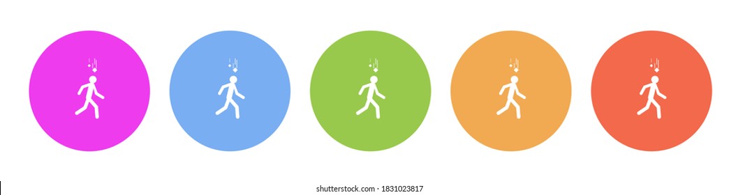 Multi colored flat icons on round backgrounds. falling, object, human, accident multicolor circle vector icon
