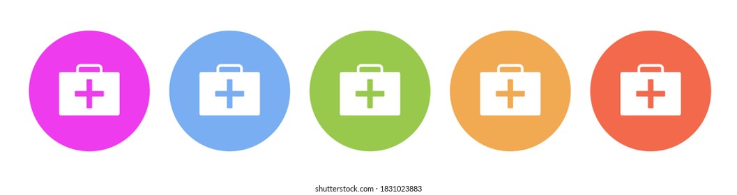 Multi colored flat icons on round backgrounds. aid, first, bag multicolor circle vector icon