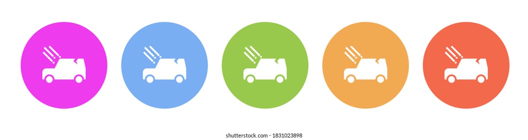 Multi colored flat icons on round backgrounds. Airdamage, hail multicolor circle vector icon