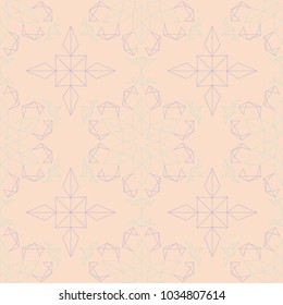 Multi colored floral seamless pattern. Beige background with violet and blue flower elements for wallpapers, textile and fabrics