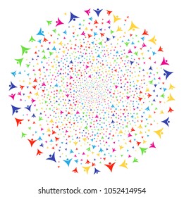 Multi Colored Futuristic Man explosion round cluster. Vector cluster explosion combined with randomized futuristic man elements. Multi Colored Vector illustration.