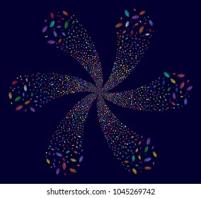 Multi Colored Galaxy cycle burst on a dark background. Impressive curl designed from random galaxy items.