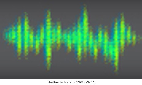 Multi colored halftone pattern from red, green, blue dots. Modern design rhythm of heart. Sound wave spectrum. Abstract dotted ornament isolated on black background