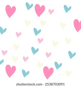 Fondo de Vector de diseño de corazón de amor sin costuras multicolor. Patrón sin fisuras en el día de San Valentín. La textura sin costuras con corazón.