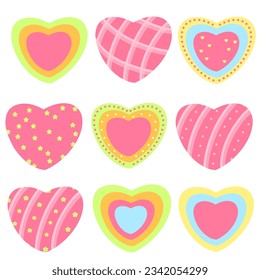Multi colored heart shape collection design. Vector illustration .