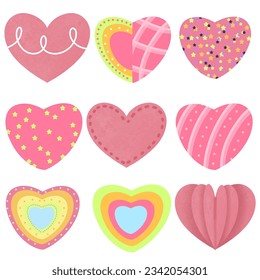 Multi colored heart shape collection design. Vector illustration .